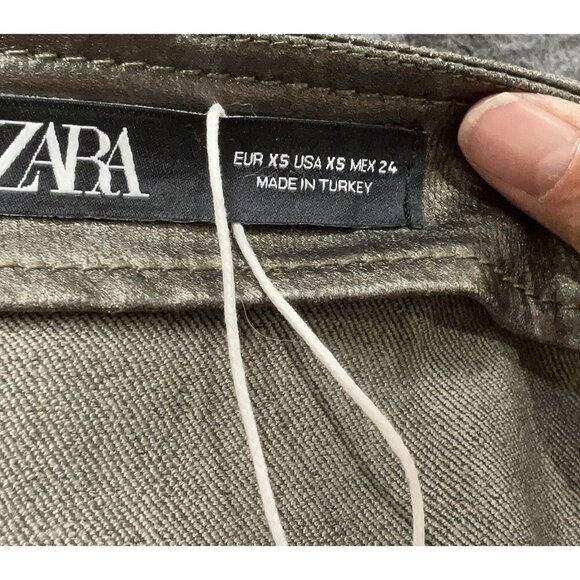 Zara Size XS Faux leather Silver Skirt NWT - Picture 3 of 8